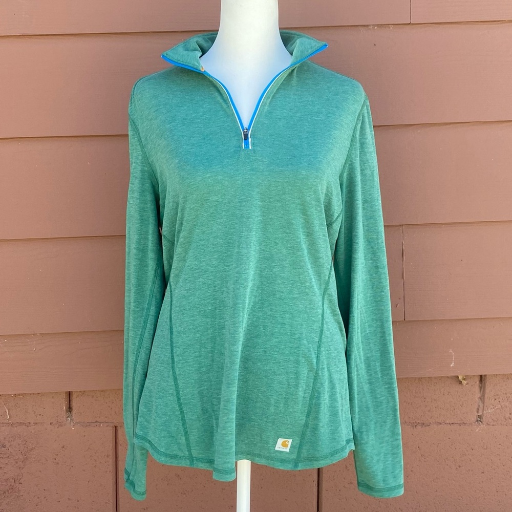 Carhartt Women’s Quarter Zip Green Long Sleeve Sweater Top - Size Small